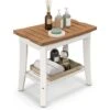 COSTWAY Tabouret Salle De Bain à 2 Niveaux, Petit Tabouret De Douche Imperméable Antidérapant Avec Étagère Rangement, Chaise Banc Salle De Bain Siège De Douche Baignoire Spa Étanche, Marron & Blanc -Wenko || Grohe || HOMCOM Soldes 100227107 1
