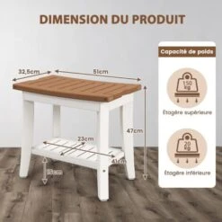 COSTWAY Tabouret Salle De Bain à 2 Niveaux, Petit Tabouret De Douche Imperméable Antidérapant Avec Étagère Rangement, Chaise Banc Salle De Bain Siège De Douche Baignoire Spa Étanche, Marron & Blanc -Wenko || Grohe || HOMCOM Soldes 100227107 5