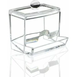 Distributeur Cotons-tiges Acryliques Support Coton-tige En Plastique Boite Coton-tige Transparent Boîte De Rangement Pour Coton Tige Bijoux Avec Couvercle, Adapté Aux Cotons-tiges, Disques De Coton -