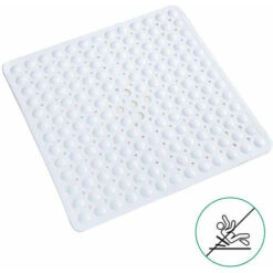 Tapis De Douche Carrés Tapis De Bain Antidérapants Anti-moisissures Tapis De Salle De Bain Lavable En Machine Avec Ventouse, Tapis De Douche Pour Enfants En Caoutchouc Antibactérien Avec Trous De Drai