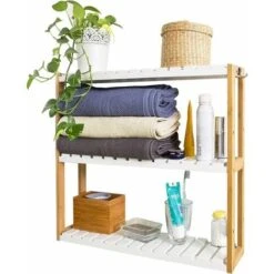 Meuble De Rangement Pour Salle De Bain Toilettes, Cuisine, 3 Niveaux Avec 2 Crochets FRG28-WN SoBuy®