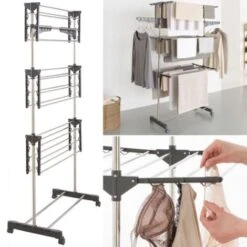 Séchoir à Linge Inox MAXIMA Gris étendoir Pliable H.145 CM -Wenko || Grohe || HOMCOM Soldes 10759078 3