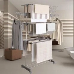 Séchoir à Linge Inox MAXIMA Gris étendoir Pliable H.145 CM -Wenko || Grohe || HOMCOM Soldes 10759078 4