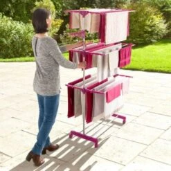 Séchoir à Linge Inox MAXIMA Prune étendoir Pliable H.145 CM -Wenko || Grohe || HOMCOM Soldes 11492055 4