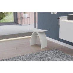 Tabouret De Douche PB4001 En Fonte Minérale - Blanc Mat -Wenko || Grohe || HOMCOM Soldes 12923415 3