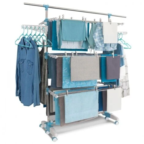 Séchoir à Linge Modulable Blanc/bleu Grande Capacité + 30 Accessoires 3 Séchoir à Linge Modulable Blanc/bleu Grande Capacité + 30 Accessoires