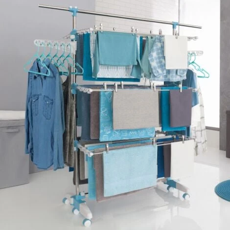 Séchoir à Linge Modulable Blanc/bleu Grande Capacité + 30 Accessoires 4 Séchoir à Linge Modulable Blanc/bleu Grande Capacité + 30 Accessoires – Image 2