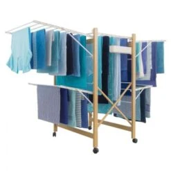 Séchoir à Linge DELUXE Design Imitation Bois étendoir Extensible Pliable