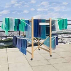 Séchoir à Linge DELUXE Design Imitation Bois étendoir Extensible Pliable -Wenko || Grohe || HOMCOM Soldes 1608602 5