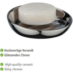 WENKO Porte Savon Céramique Badi, Porte Savon Rond, Céramique, Ø 11,5x3 Cm, Chromé -Wenko || Grohe || HOMCOM Soldes 16527367 3