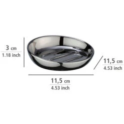 WENKO Porte Savon Céramique Badi, Porte Savon Rond, Céramique, Ø 11,5x3 Cm, Chromé -Wenko || Grohe || HOMCOM Soldes 16527367 5