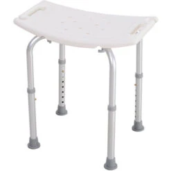 HOMCOM Siège De Douche Réglable En Hauteur Tabouret De Douche Ergonomique Pieds Antidérapants Charge Max. 136 Kg Alu HDPE Blanc