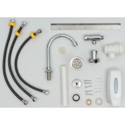 Mahlzeit Lave-mains En Acier Inoxydable Avec Commande à Genoux Et Distributeur De Savon Lavabo Pour Le Lavage Hygiénique Des Mains -Wenko || Grohe || HOMCOM Soldes 18087175 5