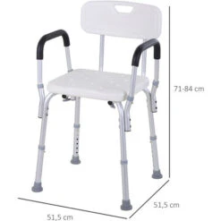 HOMCOM Chaise De Douche Siège De Douche Ergonomique Hauteur Réglable Pieds Antidérapants Charge Max. 135 Kg Alu HDPE Blanc -Wenko || Grohe || HOMCOM Soldes 18252863 3