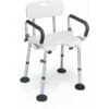 COSTWAY Chaise De Douche Avec Accoudoir, Hauteur Ajustable, Cadre En Aluminium, Siège Avec Dossier Amovible, Capacité Portante De 100kg -Wenko || Grohe || HOMCOM Soldes 20586751 1