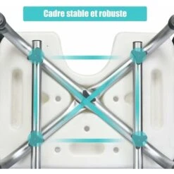 COSTWAY Chaise De Douche Avec Accoudoir, Hauteur Ajustable, Cadre En Aluminium, Siège Avec Dossier Amovible, Capacité Portante De 100kg -Wenko || Grohe || HOMCOM Soldes 20586751 4