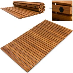 2x Tapis De Bain En Bois D'acacia Résistant 80 Cm X 50 Cm Pieds Antidérapants -Wenko || Grohe || HOMCOM Soldes 20883267 3