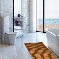 Tapis De Salle De Bain - Tapis De Sol Antidérapant En Bois D''acacia - 80 X 50 Cm Tige -Wenko || Grohe || HOMCOM Soldes 20883286 3
