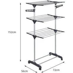 Séchoir Mobile Etendoir à Linge Étendage à Linge Pliant Support à Chaussure En Acier Inox - Gris -Wenko || Grohe || HOMCOM Soldes 23055275 4