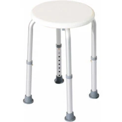 HOMCOM Tabouret De Douche Réglable En Hauteur Siège De Douche Ergonomique Pieds Antidérapants Charge Max. 136 Kg Alu HDPE Blanc