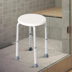 HOMCOM Tabouret De Douche Réglable En Hauteur Siège De Douche Ergonomique Pieds Antidérapants Charge Max. 136 Kg Alu HDPE Blanc -Wenko || Grohe || HOMCOM Soldes 25007020 4