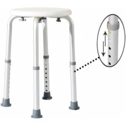 HOMCOM Tabouret De Douche Réglable En Hauteur Siège De Douche Ergonomique Pieds Antidérapants Charge Max. 136 Kg Alu HDPE Blanc -Wenko || Grohe || HOMCOM Soldes 25007020 5
