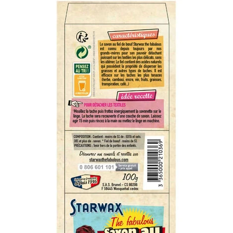 Savon Au Fiel De Boeuf 100g STARWAX FABULOUS 4 Savon Au Fiel De Boeuf 100g STARWAX FABULOUS – Image 2