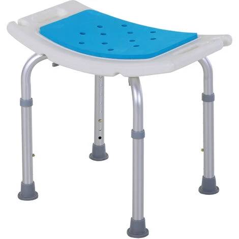 HOMCOM Siège De Douche Réglable En Hauteur Tabouret De Douche Ergonomique Pieds Antidérapants Charge Max. 136 Kg Alu HDPE Blanc Bleu 3 HOMCOM Siège De Douche Réglable En Hauteur Tabouret De Douche Ergonomique Pieds Antidérapants Charge Max. 136 Kg Alu HDPE Blanc Bleu