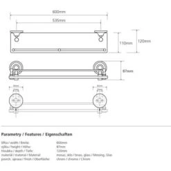 BEMETA Ricordi Etagère En Laiton Et Verre, Chrome (OPTIMARIC24CR) -Wenko || Grohe || HOMCOM Soldes 29945204 2