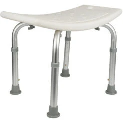 Siège de Douche Tabouret de Douche à Hauteur Réglable Chaise de Douche Médical Bain 150KG Pied en Aluminium Blanc