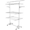Etendoir à Linge, Etendage à Linge, 3 étagères, Blanc, Avec Des Ailes Et Une Barre Supérieure étendue, Matériau: Tubes En Acier Inoxydable -Wenko || Grohe || HOMCOM Soldes 35077278 1