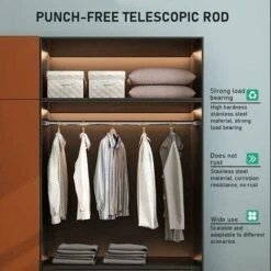 Tringle à Rideau De Douche Télescopique 40-50 Cm En Acier Inoxydable - Barre Télescopique Extensible Sans Perçage - Longueur Réglable Pour Armoire, Salle De Bain, Fenêtres, Portes -Wenko || Grohe || HOMCOM Soldes 36144218 4