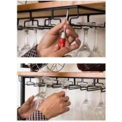 Porte-Verres à Vin Suspendu, Support De Verre à Vin Cabinet Avec 6 Rails Pour Cuisine/Bar/Party, 60*22.5*5.5cm -Wenko || Grohe || HOMCOM Soldes 38394964 5