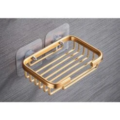 Auto-Adhésif/Porte-Savon Sans Perçage, Panier à Savon En Acier Inoxydable Ne Rouille Jamais, Panier De Douche De Salle De Bain, Porte-éponge De Cuisine(or)