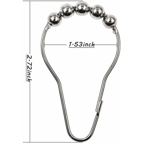 Anneaux De Douche En Acier Inoxydable,12 Pièces Crochets Pour Rideau De Douche Crochets En S Petit Pour Tringle De Douche De Salle De Bain (Argent) 4 Anneaux De Douche En Acier Inoxydable,12 Pièces Crochets Pour Rideau De Douche Crochets En S Petit Pour Tringle De Douche De Salle De Bain (Argent) – Image 2