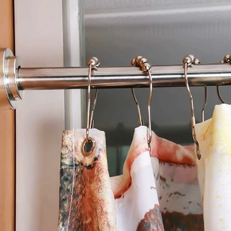 Anneaux De Douche En Acier Inoxydable,12 Pièces Crochets Pour Rideau De Douche Crochets En S Petit Pour Tringle De Douche De Salle De Bain (Argent) 7 Anneaux De Douche En Acier Inoxydable,12 Pièces Crochets Pour Rideau De Douche Crochets En S Petit Pour Tringle De Douche De Salle De Bain (Argent) – Image 5