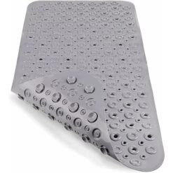 Tapis De Baignoire Antiderapant Tapis De Douche Extra Long Tapis De Bain Enfant Avec Ventouse Lavable En Machine Anti Moisissure Antifongique, Sans Phtalates De Latex (88 X 40 Cm, Gris)