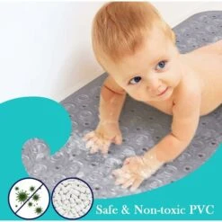 Tapis De Baignoire Antiderapant Tapis De Douche Extra Long Tapis De Bain Enfant Avec Ventouse Lavable En Machine Anti Moisissure Antifongique, Sans Phtalates De Latex (88 X 40 Cm, Gris) -Wenko || Grohe || HOMCOM Soldes 41341465 4