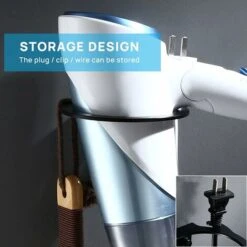 Porte Seche Cheveux, Accroche Seche Cheveux Mural, Aluminium Support Mural Seche Cheveux Noir, Porte Seche Cheveux Sans Percage Pour Toilettes, Accroche Seche Cheveux Avec Adhésif Et Vis -Wenko || Grohe || HOMCOM Soldes 41869196 4