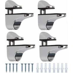 4 Pièces Support De Tablette En Verre,Réglables Alliage De Zinc Poli Salle De Bains Étagère En Verre Pour Le Verre Et Les Planchers En Bois Jusqu'À 2-23 Mm D'Épaisseur Max