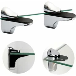4 Pièces Support De Tablette En Verre,Réglables Alliage De Zinc Poli Salle De Bains Étagère En Verre Pour Le Verre Et Les Planchers En Bois Jusqu'À 2-23 Mm D'Épaisseur Max -Wenko || Grohe || HOMCOM Soldes 41872400 4