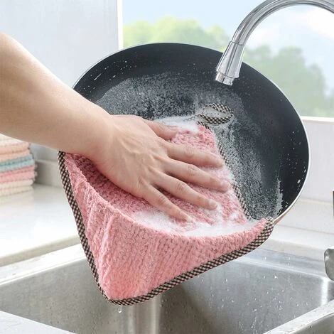 Essuie-mains 8 Pcs Absorbantes Serviette En Velours Corail Do à Suspendre Pour Cuisine Et Salle De Bain Douces Et Serviettes De Toilette Pour Le Visage 25cmX25cm Versailles(Rose/vert Clair/poudre De V 6 Essuie-mains 8 Pcs Absorbantes Serviette En Velours Corail Do à Suspendre Pour Cuisine Et Salle De Bain Douces Et Serviettes De Toilette Pour Le Visage 25cmX25cm Versailles(Rose/vert Clair/poudre De V – Image 4