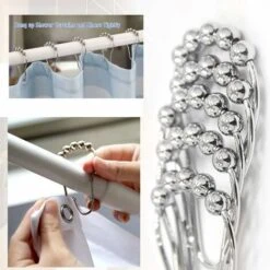 Macaron 24pcs Anneaux De Douche Gourd, Anneau Rideau Douche Chrome En Lisse Métal De Haute Qualité Avec à Billes Glissant Pour Barre De Douche -Wenko || Grohe || HOMCOM Soldes 44934531 3