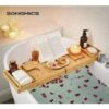 Songmics Pont De Baignoire Extensible, Plateau De Baignoire En Bambou, Rangement Pour Salle De Bain, Support Pour Verre, Livre, Tablette, Porte-savont, (75-109) X 23 X 4,5 Cm, Couleur Boisée BCB88Y -Wenko || Grohe || HOMCOM Soldes 45295370 1
