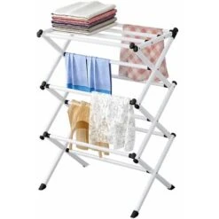 Séchoir à Linge étendoir Pliable Étendoir Séchoir à Linge Infinity Étendoir Linge Intérieur Sur 4 Niveau, Séchoir à Linge Extensible Réglable, Tancarville Grand Capacité 63x39x98cm，Blanc