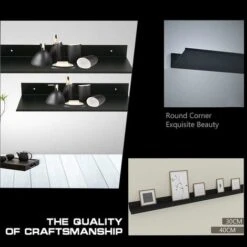 Étagère Murale Flottante Salle De Bain Étagère Rectangulaire En Aluminium Mat Tablette Murale Robuste Ultra-Mince Support De Rangement Mural Élégant Pour Cosmétiques Noir (30cm) -Wenko || Grohe || HOMCOM Soldes 47523664 3