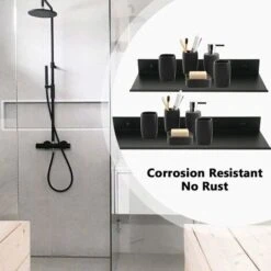 Étagère Murale Flottante Salle De Bain Étagère Rectangulaire En Aluminium Mat Tablette Murale Robuste Ultra-Mince Support De Rangement Mural Élégant Pour Cosmétiques Noir (30cm) -Wenko || Grohe || HOMCOM Soldes 47523664 4