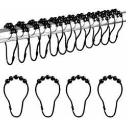 Anneaux De Douche En Acier Inoxydable (12pcs Noir)