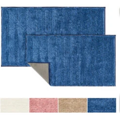 Tapis De Bain Shine Polyester Bleu 50 X 80 Cm