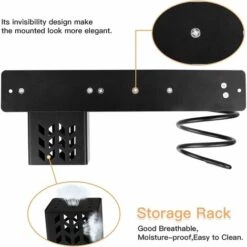 DENUOTOP Sèche-Cheveux Salle De Bain Rangement Porte Accessoires Support Organisateur Ensemble Et Lisseur Accessoire Mural Professionnel En Aluminium Pour,D'étagère Avec Trous Pour Argenté Noir -Wenko || Grohe || HOMCOM Soldes 48410343 3